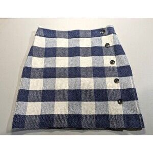 Ann Taylor Navy & Ivory Checkered A-line Mini Skirt Zip Size 6 Preppy
